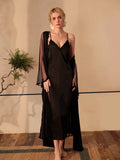 Satin Casual Nightgown, Silky Lace Lingerie, Long Pajama, Lace Negligee, Bridal Nightie