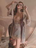 Floral Satin Embroidery Nightgown, Sexy Lingerie, Satin Lingerie