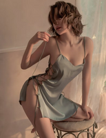 Side Tie Satin Nightgown, Sexy Lingerie