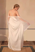 Satin Casual Nightgown, Silky Lace Lingerie, Long Pajama, Lace Negligee, Bridal Nightie