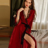 Magnificent Velvet Robe, Cozy Lingerie, Velvet Lingerie, Velvet Robe, Long Nightgown, Lace Lingerie, Lingerie Set, Wedding Gift