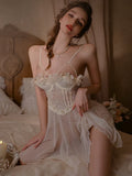 Lace Nightgown, Sheer Lace Lingerie, Pajama, See Through Nightie, Bridal Lingerie