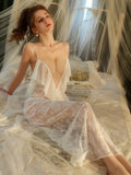 Deep V Nightgown, Lingerie Set, Sheer Slip, Loungewear, Pajama, Wedding Gift, Bridal Lingerie