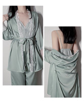 Sweetheart 3-Piece Satin Lace Pajama Set