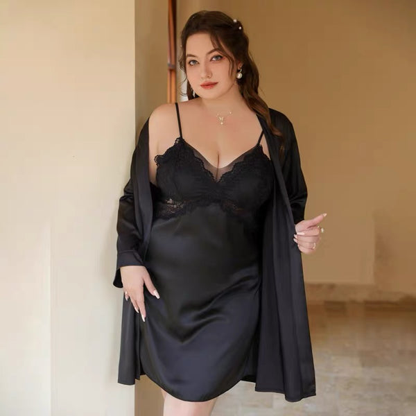 Plus Size Lace Nightie, Plus Size Dress, Plus Size Satin Lingerie Set, Plus Size Lingerie, Curvy Slip The Nightie / XS / Black Plus Size Lace Nightie, Plus Size Dress, Plus Size Satin Lingerie Set, Plus Size Lingerie, Curvy Slip The Nightie / XS / Black