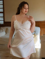 Plus Size Lace Nightie, Plus Size Dress, Plus Size Satin Lingerie Set, Plus Size Lingerie, Curvy Slip