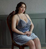 Plus Size Velvet Nightie, Plus Size Dress, Plus Size Velvet Lingerie Set, Plus Size Lingerie, Curvy Slip