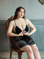 Plus Size Velvet Nightie, Plus Size Dress, Plus Size Velvet Lingerie Set, Plus Size Lingerie, Curvy Slip