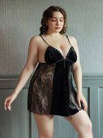 Plus Size Velvet Nightie, Plus Size Dress, Plus Size Velvet Lingerie Set, Plus Size Lingerie, Curvy Slip