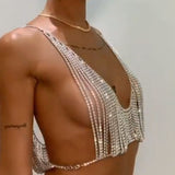 Lingerie Set, Zinc Alloy Rhinestone Bra Set, Body Chain for Women, Jewel Top, Body Decoration