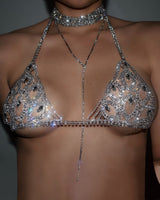 Lingerie Set, Zinc Alloy Rhinestone Bra, Body Chain for Women, Body Decoration