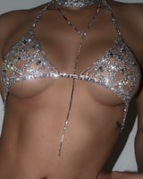 Lingerie Set, Zinc Alloy Rhinestone Bra, Body Chain for Women, Body Decoration