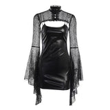 Halloween PU Dress, Outfit, Punk Rock Style, Nightclub PU Leather Lingerie, PU Dress, Lecturer Professional Uniform, Cosplay