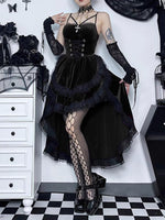 Halloween Dress, Halloween Lingerie, Outfit, Punk Rock Style, Velvet Long Dress, Uniform, Cosplay