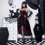 Halloween Dress, Halloween Lingerie, Outfit, Punk Rock Style, Velvet Long Dress, Uniform, Cosplay