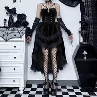 Halloween Dress, Halloween Lingerie, Outfit, Punk Rock Style, Velvet Long Dress, Uniform, Cosplay