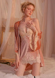 Fancy Velvet Nightgown Set, Velvet Lingerie, Velvet Robe, Velvet Pajama, Negligee, Sleepwear, Lace Lingerie, Lingerie Set,Wedding Gift