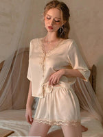 2-Piece Satin Lingerie Set, Satin Pajama, Lace Robe, Cute Lingerie, Nightwear