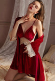 Elegant Velvet Nightgown Set, Velvet Lingerie, Velvet Robe, Velvet Pajama, Negligee, Sleepwear, Lace Lingerie, Lingerie Set,Wedding Gift