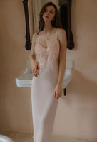 Satin Lace Lingerie Set, Maxi Nightgown, Lace Gown, Long Lingerie, Bridal Nightwear