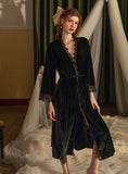 Long Velvet Lingerie Set, Velvet Nightgown, Silky Robe, Dreaming Lingerie, Nightwear
