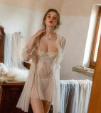 Lolita Lace Lingerie Set, Sheer Nightgown, Silky Robe, Dreaming Lingerie, Nightwear