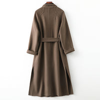 Women Wool Coat, Double-Sided Cashmere Coat Women's Mid-Length Over-The-Knee Wool Coat