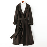 Women Wool Coat, Double-Sided Cashmere Coat Women's Mid-Length Over-The-Knee Wool Coat