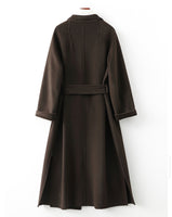 Women Wool Coat, Double-Sided Cashmere Coat Women's Mid-Length Over-The-Knee Wool Coat