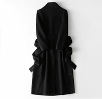 Women Wool Coat, Double-Sided Cashmere Coat Women's Mid-Length Over-The-Knee Wool Coat