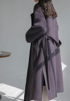 Women Wool Coat, Double-Sided Cashmere Coat Women's Long Over-The-Knee Wool Coat