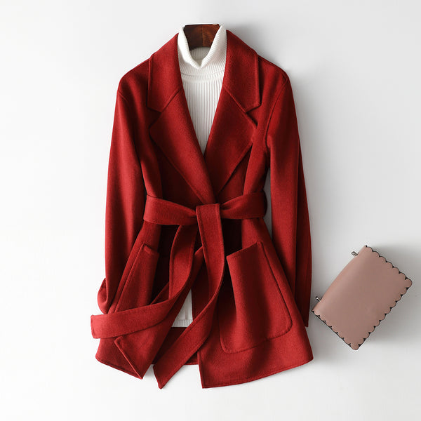 Women Wool Coat, Double-Sided Cashmere Coat Women's Wool Coat