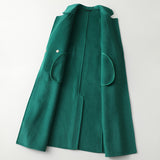 Women Wool Coat, Double-Sided Cashmere Coat Women's Long Over-The-Knee Wool Coat