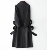 Women Wool Coat, Double-Sided Cashmere Coat Women's Long Over-The-Knee Wool Coat