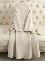 Women Wool Coat, Double-Sided Cashmere Coat Women's Long Over-The-Knee Wool Coat