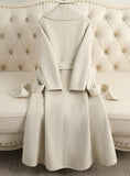 Women Wool Coat, Double-Sided Cashmere Coat Women's Long Over-The-Knee Wool Coat