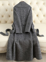 Women Wool Coat, Double-Sided Cashmere Coat Women's Long Over-The-Knee Wool Coat