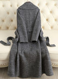 Women Wool Coat, Double-Sided Cashmere Coat Women's Long Over-The-Knee Wool Coat