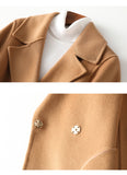 Women Wool Coat, Double-Sided Cashmere Coat Women's Mid-Length Over-The-Knee Wool Coat