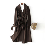 Women Wool Coat, Double-Sided Cashmere Coat Women's Mid-Length Over-The-Knee Wool Coat