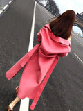 Women Wool Coat, Double-Sided Cashmere Coat Women's Mid-Length Over-The-Knee Wool Coat