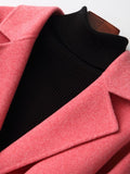 Women Wool Coat, Double-Sided Cashmere Coat Women's Mid-Length Over-The-Knee Wool Coat