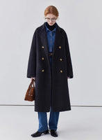 Women long double-sided woolen coat loose coat autumn coat