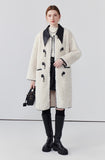Mid-length off-white fur coat loose faux fur one-piece coat