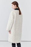 Mid-length off-white fur coat loose faux fur one-piece coat