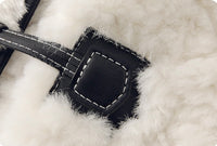 Mid-length off-white fur coat loose faux fur one-piece coat