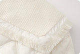 Baby doll collar coat, raw edges, pearl buttons, women cotton coat