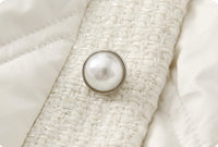 Baby doll collar coat, raw edges, pearl buttons, women cotton coat