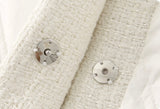 Baby doll collar coat, raw edges, pearl buttons, women cotton coat
