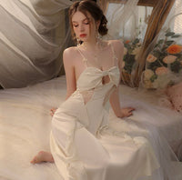 Satin Ruffle Nightgown, Silky Long Lingerie, Pajama, Lace Robe, Bridal Nightie